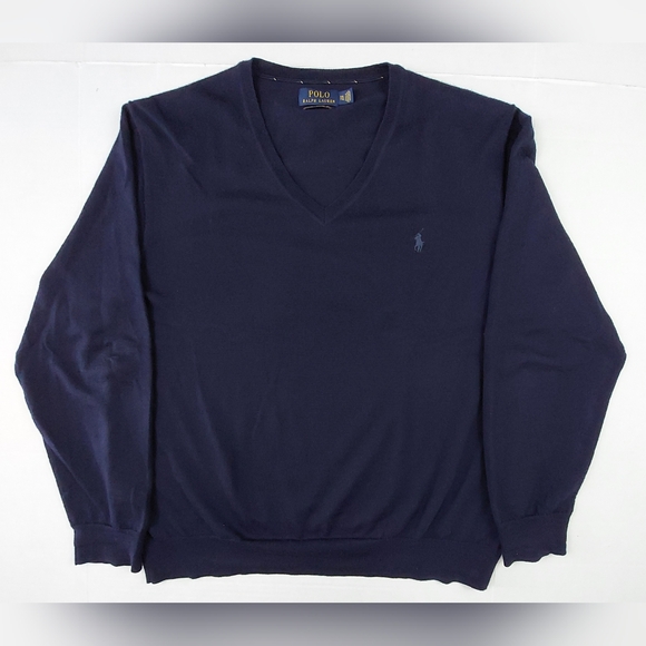 Polo Ralph Lauren Sweater Mens XXL 2XL Blue Washable Merino Wool Light Blue Pony - Picture 1 of 11